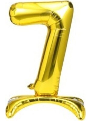 7 Yaş Gold Renkli Ayaklı Folyo Balon Rakam 32 Inç 80 cm