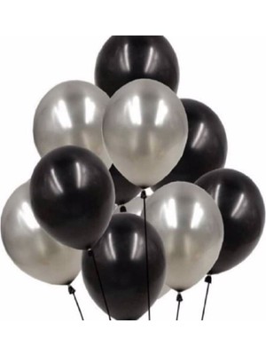 Siyah-Gümüş Balon Seti 25 Adet
