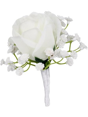 Bawei Düğün Damat Gelin Yapay Çiçek Korsanları Broş Pin Gül + Gypsophila