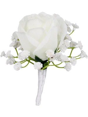 Bawei Düğün Damat Gelin Yapay Çiçek Korsanları Broş Pin Gül + Gypsophila