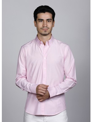 Salve Erkek Slim Fit Pembe Casual Gömlek 22140