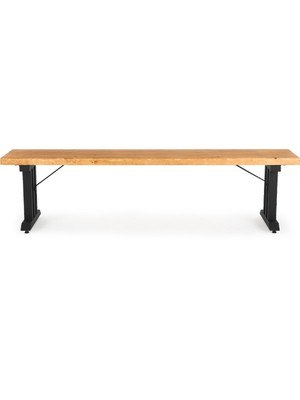 Flora Wood Doğal Ahşap Kütük Ağaç Bench Bank 3 Kollu Mızrak Ayak 120 x 32 cm