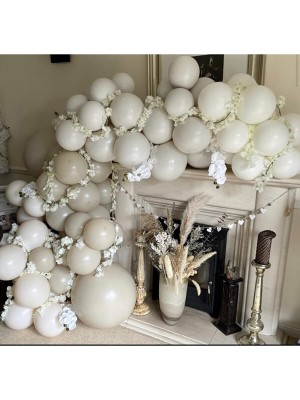 Bal10 Dünyası Pastel Beyaz Gri Balon 60 Adet + 5 Mt. Balon Zinciri