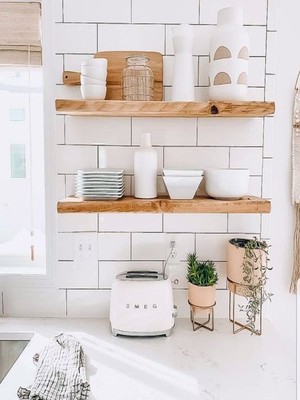 Doğal Ahşap Raf 2'li Takım - 60X20 cm