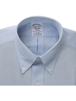 Brooks Brothers Erkek Mavi Non-Iron Regent Kesim Streçli Klasik Gömlek