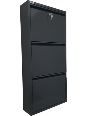 Pratik Metal Ayakkabılık ve Mobilya 3'lü Kilitli Pratik Metal Ayakkabılık (Antrasit)