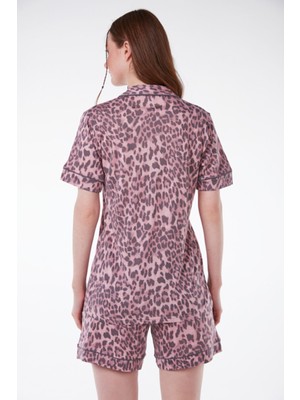 Lovela Loveella Bamboo Leopar Şort Pijama Takımı