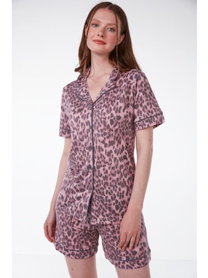 Lovela Loveella Bamboo Leopar Şort Pijama Takımı