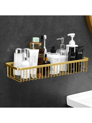 HaiTun Banyo Raf Banyo Duş Şampuanı Sabun Kozmetik Raf Fırçalanmış Altın Depolama Organizatör Raf Tutucu Alüminyum Banyo Aksesuarları | Banyo Rafları (Yurt Dışından)