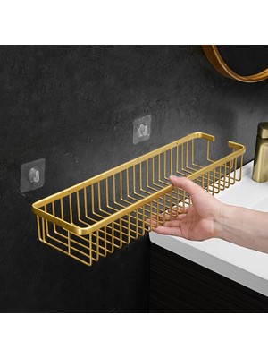 HaiTun Banyo Raf Banyo Duş Şampuanı Sabun Kozmetik Raf Fırçalanmış Altın Depolama Organizatör Raf Tutucu Alüminyum Banyo Aksesuarları | Banyo Rafları (Yurt Dışından)