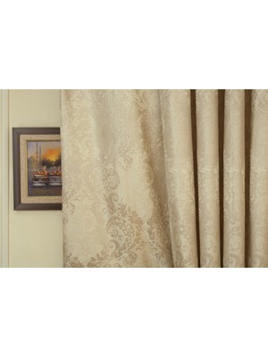 Massarelli Fon Perde Damask Desen Krem 1-2,5 Orta Sık Pile 90x260