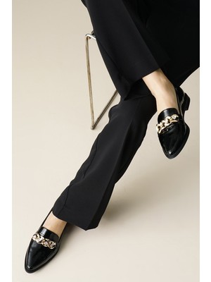 Mio Gusto Aileen Siyah Renk Kadın Loafer Günlük Düz Ayakkabı
