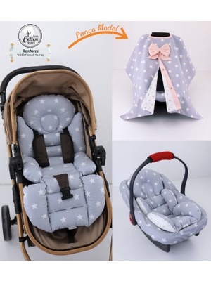 Umaybebek Puset Örtüsü Takımı Bebek Arabası Minderli-Panço