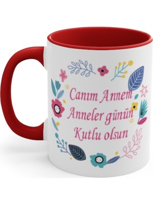 Yüksel Kişiye Özel Isim Baskılı Içi Sapı Kırmızı Kupa Bardak ,anneler Günü Bardak ,anneler Günü Hediyesi