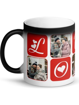 Yüksel Sihirli Bardak, Kişiye Özel Resim Baskılı Love Yazılı Seramik Bardak