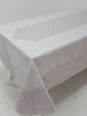 Finezza Roma Lüx Jakar  Kumaş Mor Masa Örtüsü  Dikdörtgen 160x320 cm - 1106