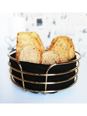 Yakut Saye Gold Metal Yuvarlak Ekmek Sepeti