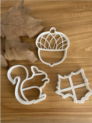 Mini Tasarım Atölyem Sincap Palamut Yaprak Kurabiye Kalıbı Seti