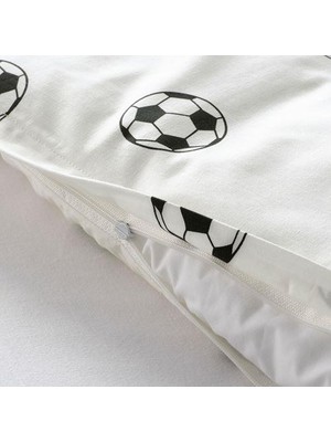 IKEA Tek Kişilik Çocuk Nevresim Takımı  150X200/50X60 cm Futbol Temalı Meridyendukkan Siyah-Beyaz