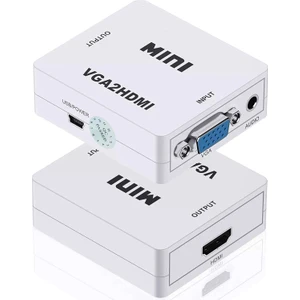 VGA To HDMI Full Hd 1080P Görüntü ve Ses Dönüştürücü Çevirici VGA2HDMI Converter Adaptör