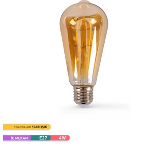 ACK ST64 RUSTIK LED AMPUL 2700K SARI IŞIK 360LM 220-240V 4W E27