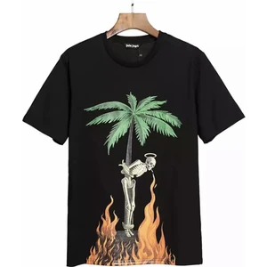 Amor Man Büyük Beden Palmiye Iskelet Baskili %100 Bambu Ultra Hafif Özel Tasarim Erkek T-Shirt