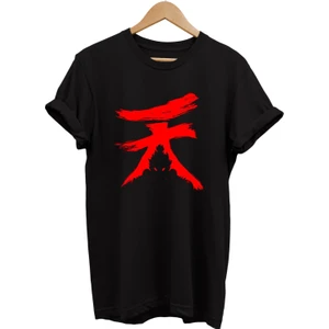 Street Fighter Akuma Baskılı %100 Pamuk Oversize T-Shirt Büyük Beden Tişört