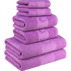 Textile Colors Lale Desenli  Pamuk Banyo Havlu Seti 6 Adet, 2 Banyo Havlusu, 2 El Havlusu, ve 2 Yüz Havlusu, -Comfort- Lily,
