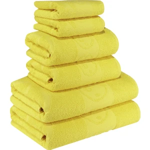 Textile Colors Civciv Desenli  Pamuk Banyo Havlu Seti 6 Adet, 2 Banyo Havlusu, 2 El Havlusu, ve 2 Yüz Havlusu, -Comfort- Açık Sarı,,