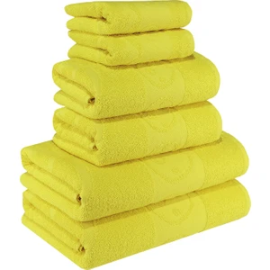 Textile Colors Civciv Desenli  Pamuk Banyo Havlu Seti 6 Adet, 2 Banyo Havlusu, 2 El Havlusu, ve 2 Yüz Havlusu, -Comfort- Sarı,