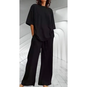 Amor Woman Ispanyol Paça Oversize Pamuklu Ter Tutmayan Kısa Kollu Yazlık Kadın Eşofman Takımı