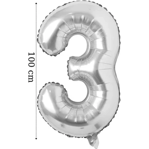 Folyo Balon 3 Rakamı Helyum Balon 100 cm