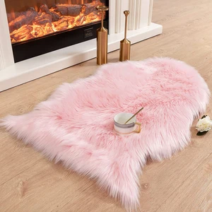 Yumuşak Uzun Tüylü Kaymaz Yıkanabilir Kuzu Post Peluş Halı Tek Kafa Pembe