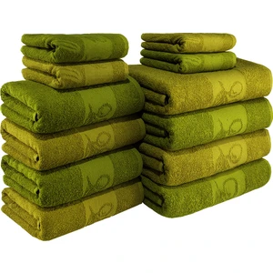 Textile Colors Bordür Desenli  Pamuk Banyo Havlu Seti 12 Adet, 4 Banyo Havlusu, 4 El Havlusu, Ve 4 Yüz Havlusu, -Vision- Coolgri7, Coolgrı11,