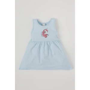 Kız Bebek Unicorn Baskılı Kolsuz Pamuklu Örme Elbise T6860A221SM