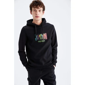 Slim Fit Kuru Kafa Desenli Uzun Kollu Sweatshirt V5923AZ21WN