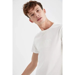 Slim Fit Bisiklet Yaka Baskılı Pamuklu Penye Tişört U0222AZ21SM