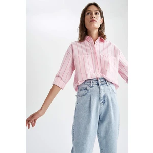 Defacto Relax Fit Çift Cepli Çizgili Poplin Gömlek U9413AZ21SM