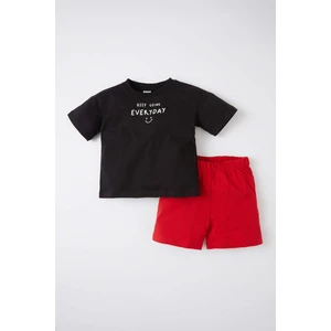 Unisex Baskılı Kısa Kollu Tişört Ve Şort Takımı V6527A221HS