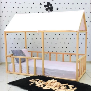 Montessori Yatak Ahşap Yatak Doğal Çam Ağacı Karyola Paris