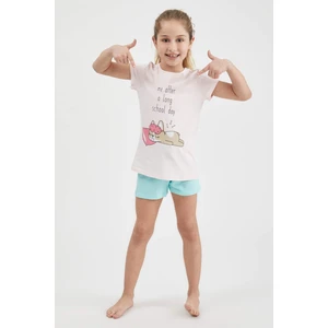 Defacto Kız Çocuk Kedi Baskılı Kısa Kol Pijama Takımı T2056A621SM