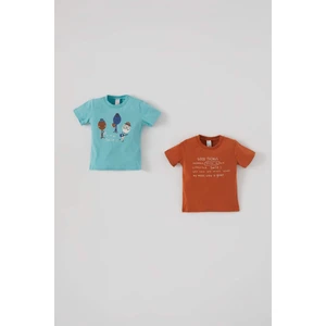 Unisex Baskılı 2'li Kısa Kollu Pamuklu Tişört U1714A221SP