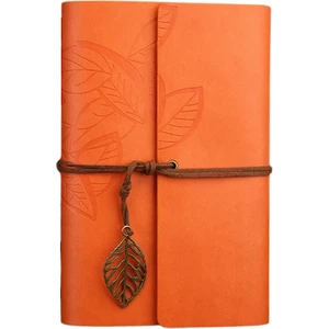 Herkesetoptantic Yaprak Tasarımlı Retro Deri Defter + Kalem
