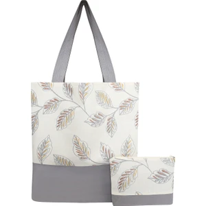 İzmit Çınar Kadın Kooperatifi Kadın Gri Büyük Boy Keten Plaj Çantası Portföy Clutch Takımı,kol ve Omuz Bez Alışveriş Çantası