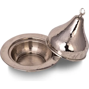 Turna Bakır Heybeli Şekerlik 16 Cm El Dövme Nikel Turna5806-2