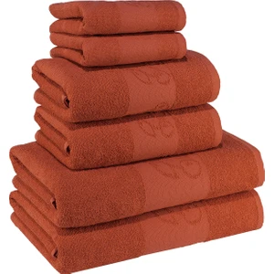 Textile Colors Kiraz Desenli Pamuk Banyo Havlu Seti 6 Adet, 2 Banyo Havlusu, 2 El Havlusu, ve 2 Yüz Havlusu, -Style- Açık Bordo,