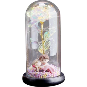 Sonsuza Galaxy Gül Çiçek Lambası Renkli LED Işıkları ile Sevgililer Günü Prenses Kucaklama