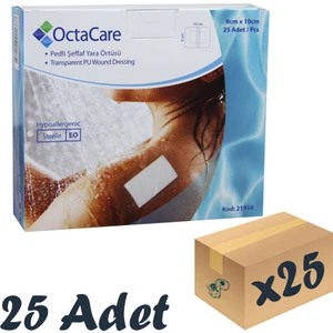 Şeffaf Pedli Su Geçirmez Yaraa Örtüsü Tekli Paket 9 cm x 10 cm 25'li