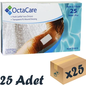 Şeffaf Pedli Su Geçirmez Yaraa Örtüsü 9cm x 15CM 25 Adet Tekli Steril Paket