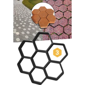 Zemin Kaplama Kalıbı Beton Tuğla Kalıbı Bahçe Parke Taş Kalıbı 46X46 cm Altıgen 3 Adet HX003